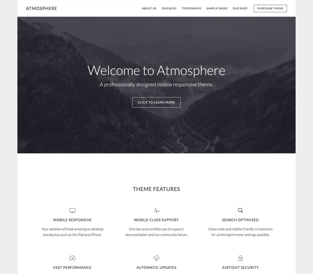 If you're ready for a theme with unlimited ambiance, take a look at Atmosphere Pro. Your visitors will take in all the gorgeous details. Includes the Genesis Framework. Includes the Atmosphere Pro Theme