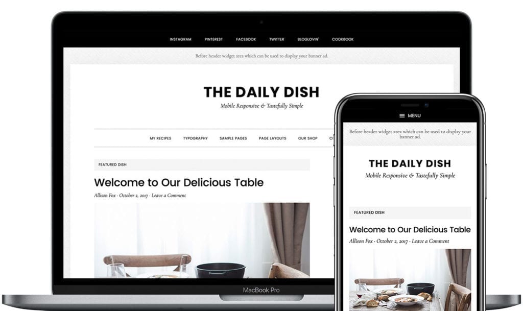 Daily Dish is a brand new theme for Genesis that is designed to present your content like it's the most appetizing dish at your favorite 4-star restaurant. The main course of your site is, of course, your words, your images, your videos, and more. Daily Dish orients visitors to focus on what's most important.