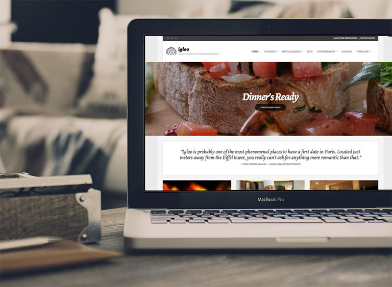 Give your visitors the feast of their life with your beautiful restaurant website using Igloo, a beautiful WordPress theme for bars, caterers, restaurants, and food bloggers.