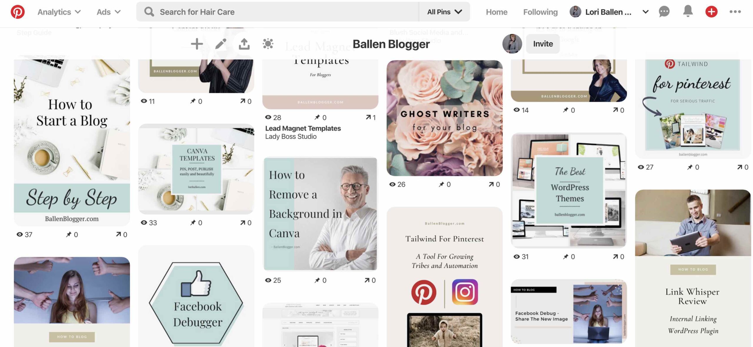 Because of how Pinterest's algorithm works, boards should be very specific. It's better to create more boards that are niche-focused.  A starter account might have 10 boards, while you can have up to 200 in a single account. That does include group boards and secret boards as well. 