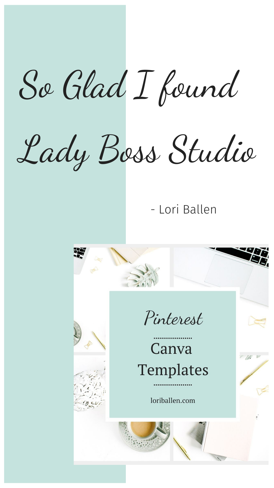 Pinterest template for canva with turquoise created from the Lady Boss Studio Brand Kit