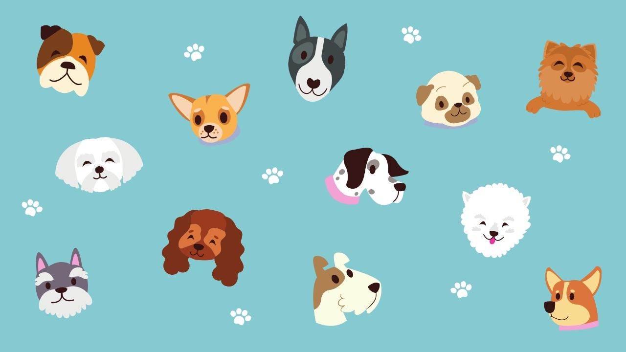 Turquoise Dogs and Paw Print Cute Zoom Virtual Background