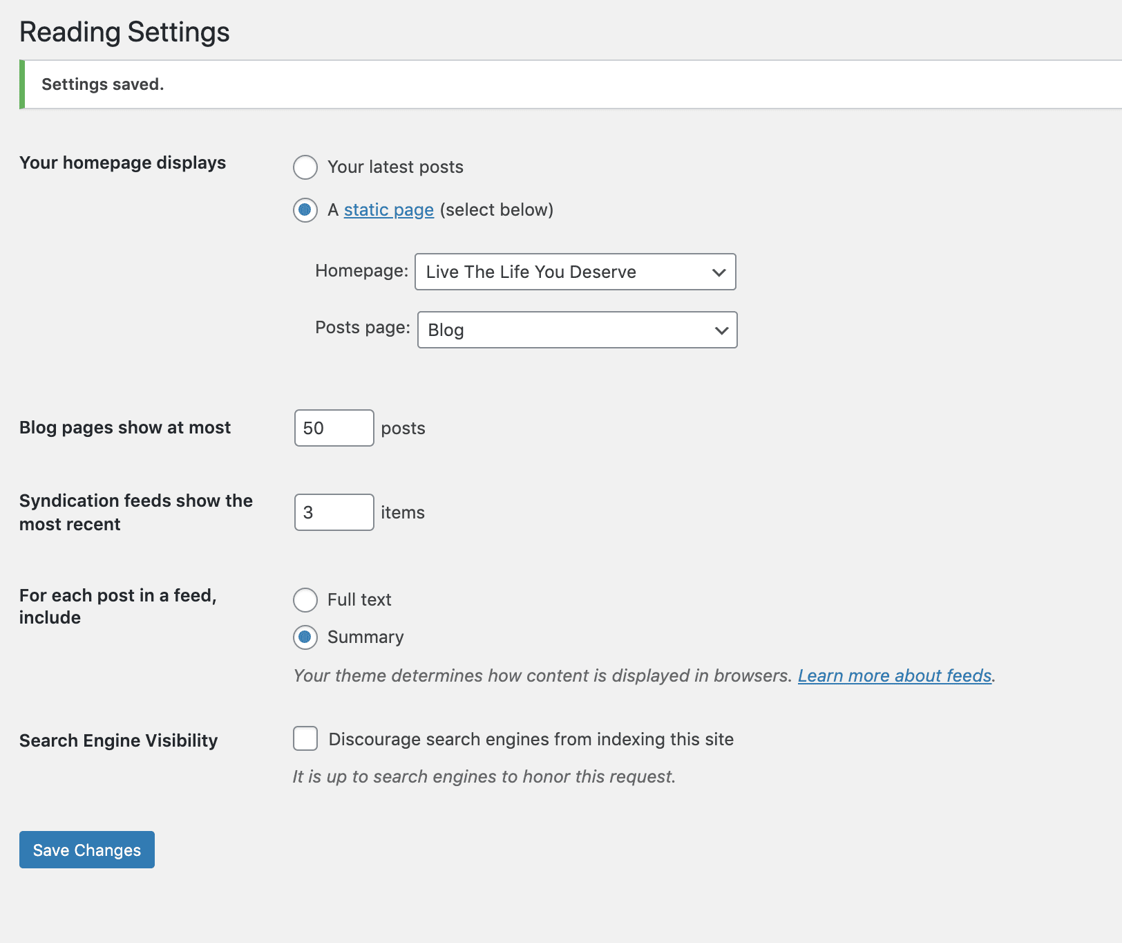 In WordPress Settings, the Reading settings are where you dictate how many blog posts show on a page