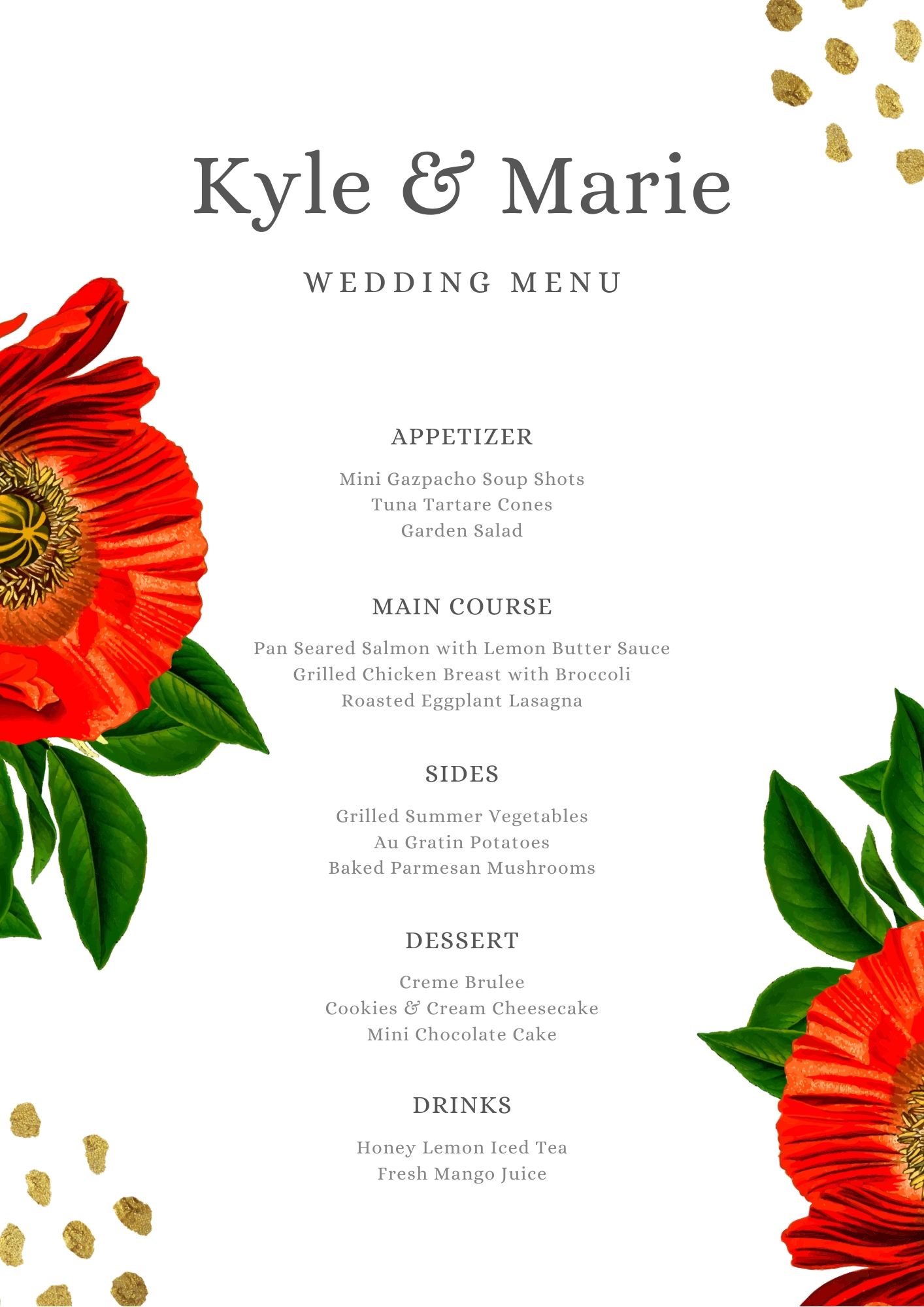 Canva offers wedding menus, featured modern wedding templates, wedding invitations, save the date cards and more