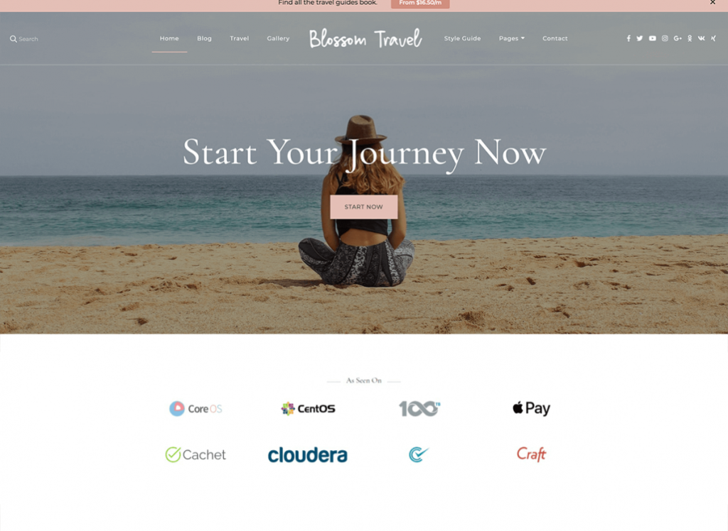 When you are ready to build your travel blog, and favor a feminine theme, you'll love Blossom Travel Pro. It's elegant, beautiful, and clean. 