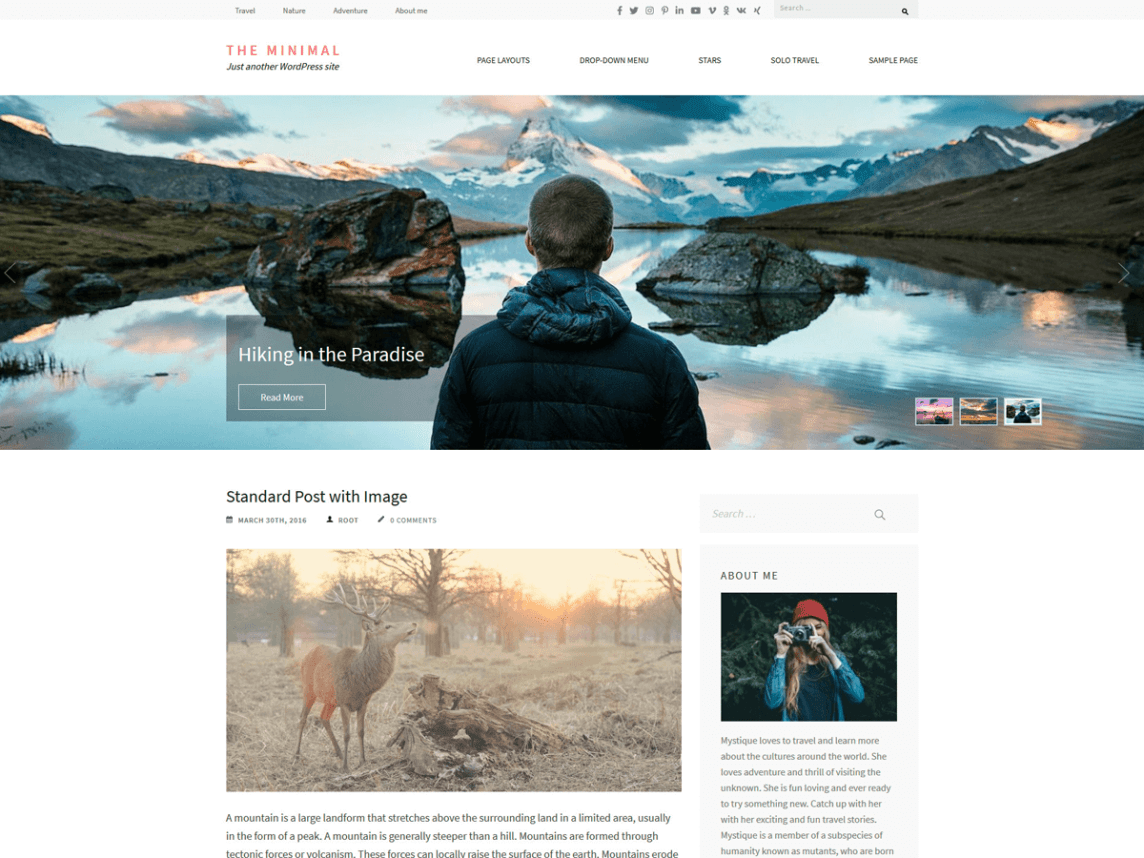 Finally, The Minimal is a free WordPress theme that has been designed by Rara Theme. It is a fresh, clean theme that certainly lives up to its name. 