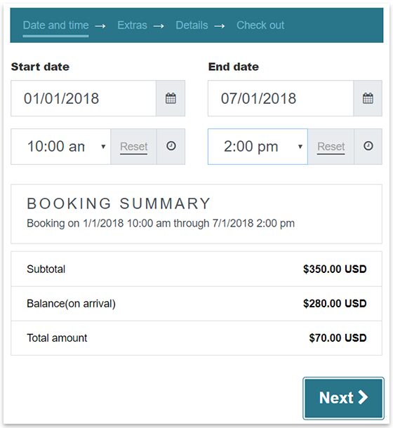 Calendarista is a robust plugin that can handle most online booking situations from vacations to purchasing seats for events (it comes with ten booking modes already set up.)