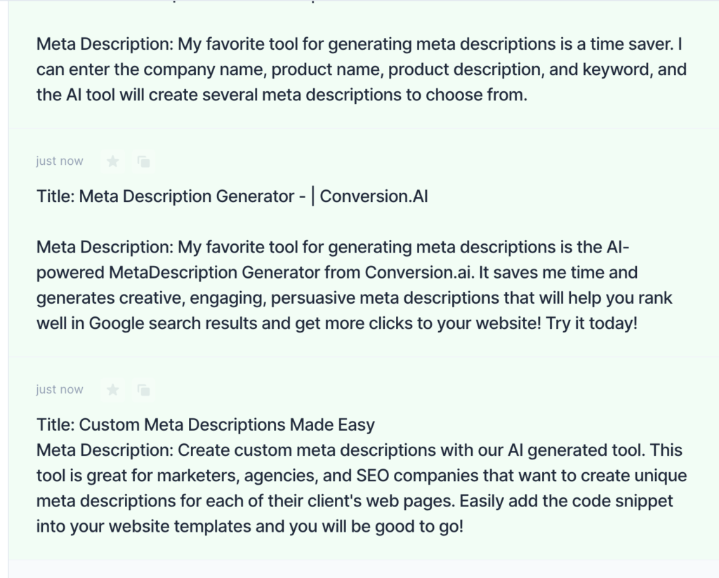Jarvis will create the Meta Title and Meta Description based on a few text fields that you enter when using the tool.