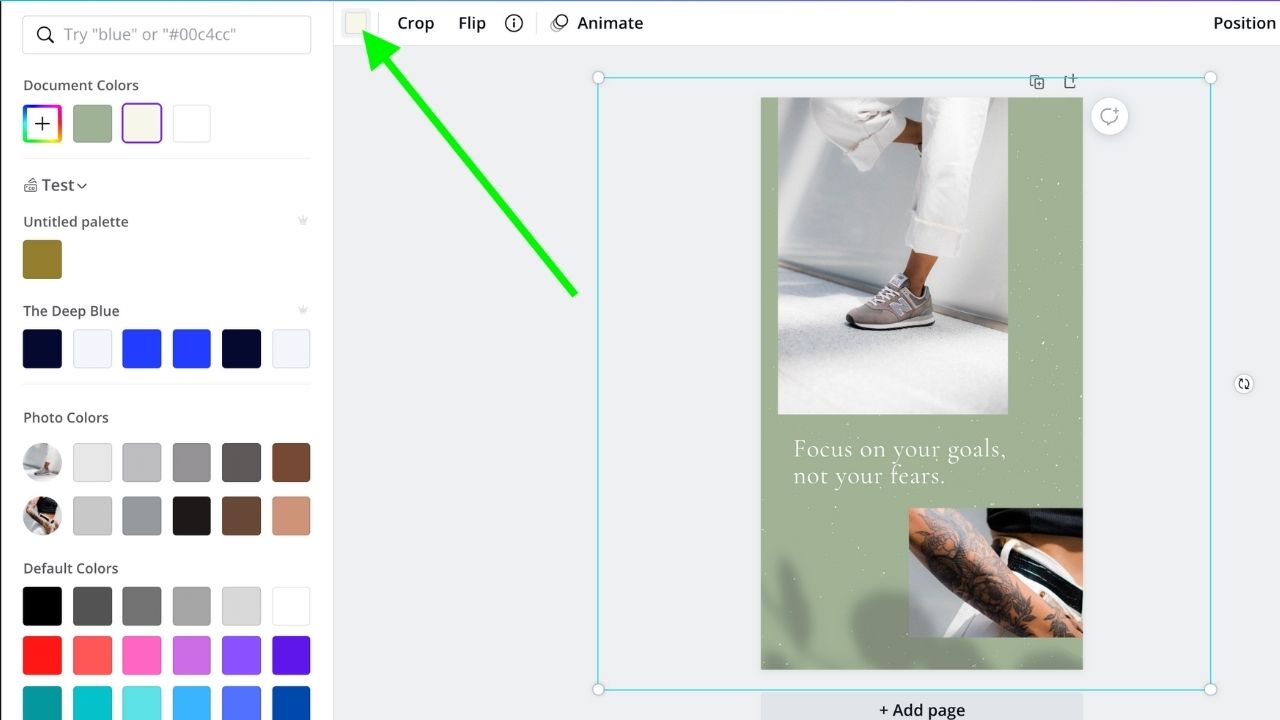 Now that you have your brand logos, colors, and fonts, you can create a new design in Canva. Choose any template to edit. Next, click on a color in the image. On the left-hand side, your brand kits will open, and you can begin to replace the existing colors with the Brand colors.