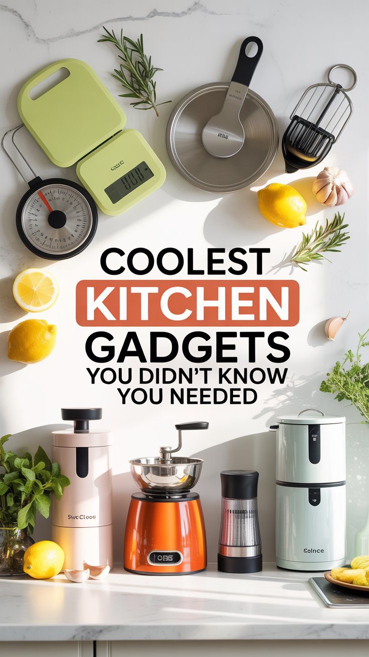 Discover the coolest kitchen gadgets you never knew you needed—sleek Amazon finds, fresh produce, and vibrant herbs showcased on a sunlit white countertop to inspire your next culinary adventure.