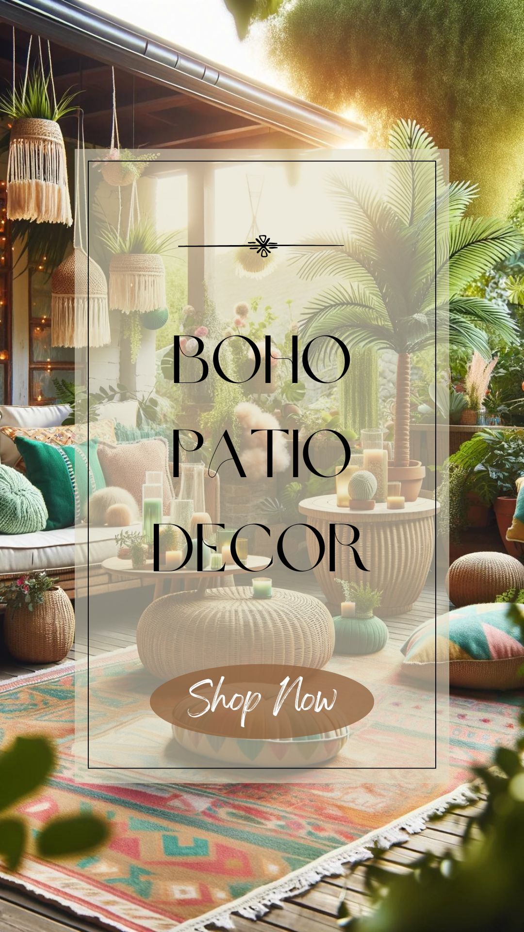 Plants are key for a boho outdoor patio look. They turn your space into a green haven of calm. Mix hanging and potted plants of all sizes. This adds beauty and texture. Use planters of natural materials, like ceramic or baskets, for that boho touch.