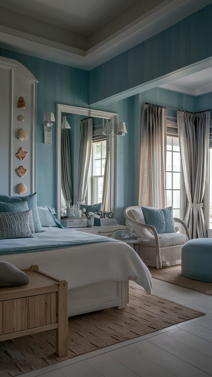 When it comes to designing a bedroom, choosing the right color palette is crucial, as it sets the mood and tone for your personal sanctuary. Blue, a favorite among many for its versatility and soothing properties, offers a wide range of hues that can transform a simple room into a stylish retreat. Whether you prefer a calming pastel, a vibrant cobalt, or a deep navy, blue is an excellent choice for creating a serene and inviting atmosphere.In this guide, we explore 25 distinctive blue bedroom ideas, each with its own unique style and character. From coastal charms that evoke the tranquility of the sea to modern minimalist designs that emphasize clean lines and simplicity, there's a blue bedroom concept here for everyone. These ideas are designed to inspire and assist you in crafting a space that not only reflects your personal taste but also promotes relaxation and comfort. So, dive into these creative and diverse blue bedroom themes and discover how to bring your dream bedroom to life!