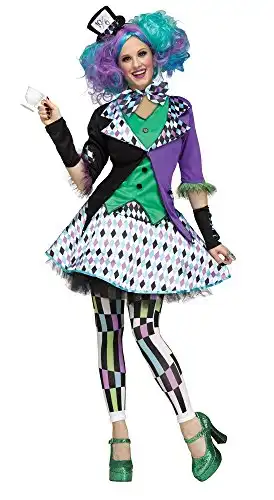 Fun World Women's Sml/med Mad Hatter Adult Costume Adult Costume, Multi, Small/Medium