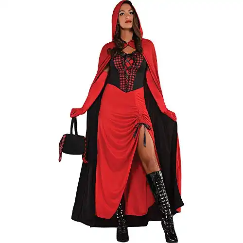 Amscan Enchantress Red Riding Hood Costume for Women (Extra Large 14-16) - Black & Red Polyester Set - Perfect for Halloween Parties