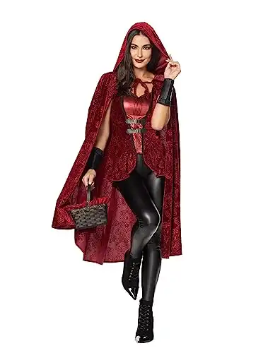 Spirit Halloween Adult Mysterious Red Riding Hood Costume – L | Little Red Riding Hood | Velvet Red Shirt and Cape