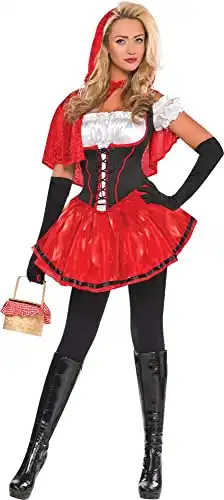 Red Riding Hood Costume - Adult (Medium 6-8 ) - Red And Black - 1 Set