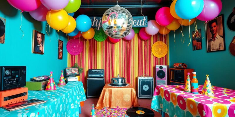 Retro bachelorette party decor