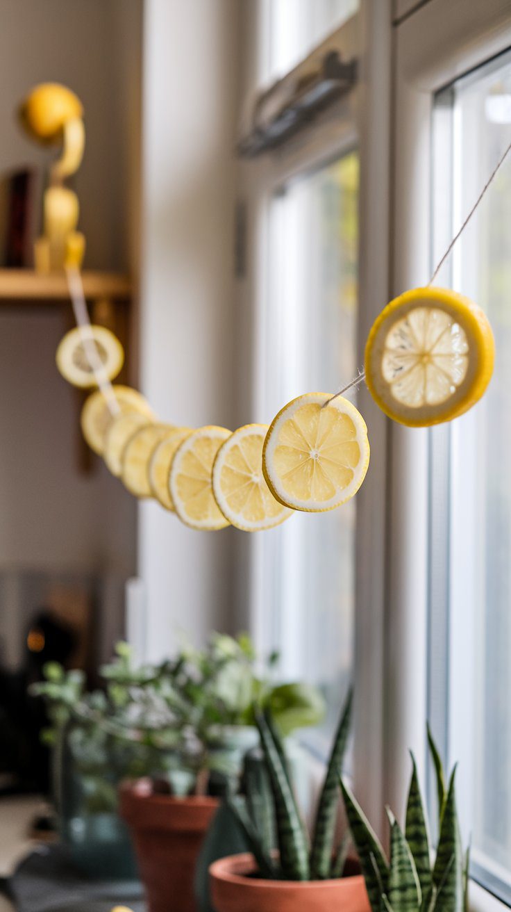 Add a chic and aromatic touch with this star anise and citrus garland. Fragrant and elegant, it’s perfect for doorways or mirrors.