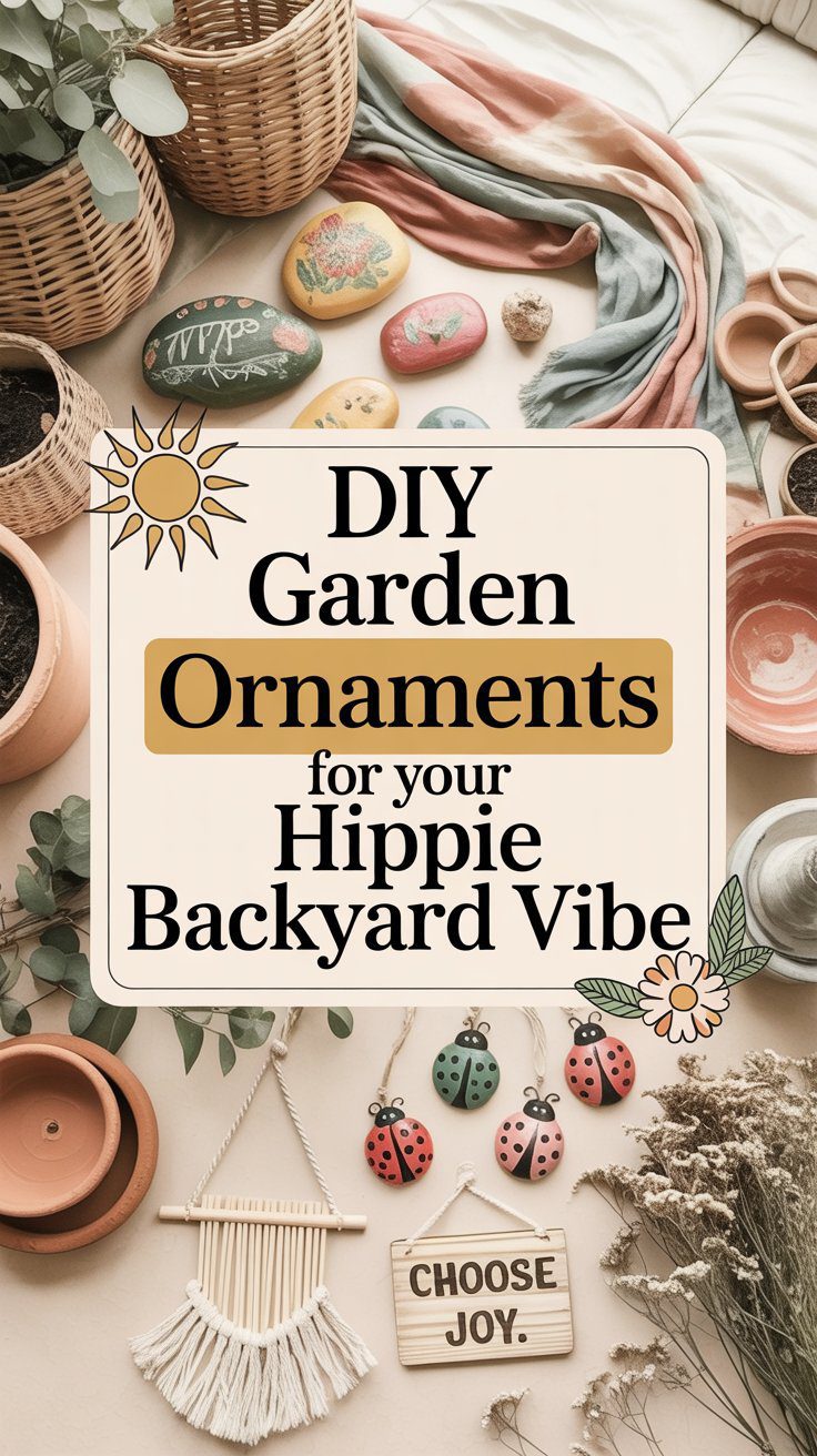 Discover how DIY garden ornaments—like painted rocks, woven baskets, pottery, and macramé—can transform your outdoor space into a cozy, boho-inspired haven. Embrace whimsical touches for an earthy, inviting hippie vibe in your garden.