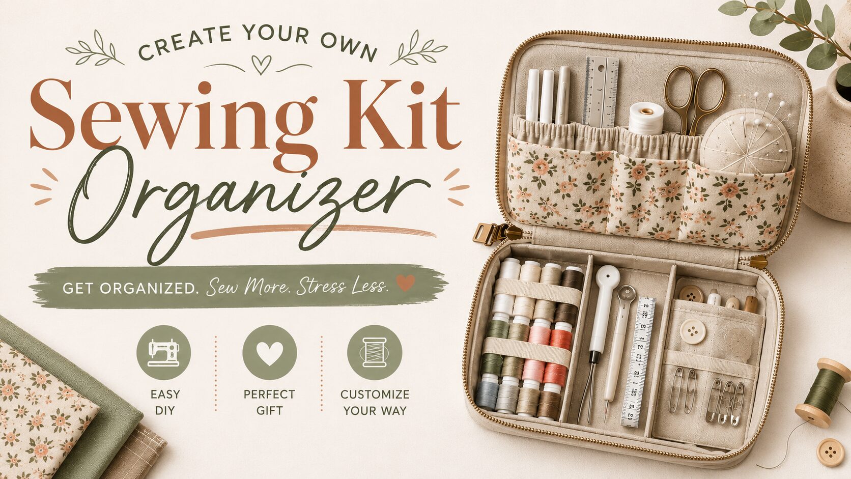 Discover a floral sewing organizer with roomy compartments for supplies—customizable, user-friendly, and an ideal DIY gift.