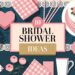 Explore the enchanting world of bridal showers with our creative guide featuring a captivating flat lay illustration. This theme beautifully showcases essentials like a cake, roses, and heart-shaped gift boxes, all adorned with elegant pink and gold accents. Discover 10 Bridal Shower Ideas to inspire an unforgettable celebration with stylish plates, cups, napkins, and straws completing the picture-perfect setup.