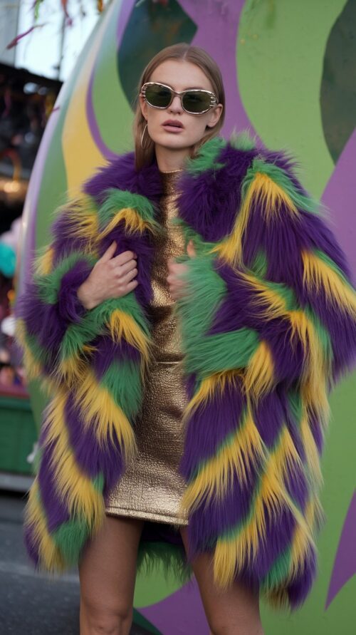 Mardi Gras Parade Scene Button Up Cardigan main image 1