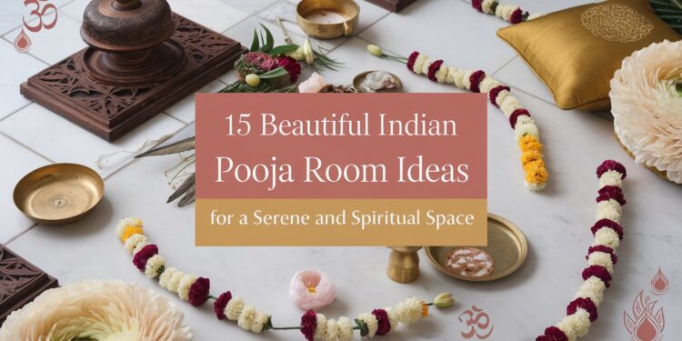 Transform your pooja space into a serene and spiritual sanctuary with these 15 beautiful ideas. Adorn your marble floor with traditional Indian decor, including flower garlands, brass bowls, and the symbolic Om amidst floral motifs. Discover how elegant touches can elevate the ambiance of your sacred room.