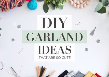 Explore the charm of DIY garlands with our creative ideas that are irresistibly cute. Surrounded by an artistic array of colorful yarn, leaves, pom-poms, tassels, and scissors, this guide inspires endless possibilities for crafting your own delightful decorations.