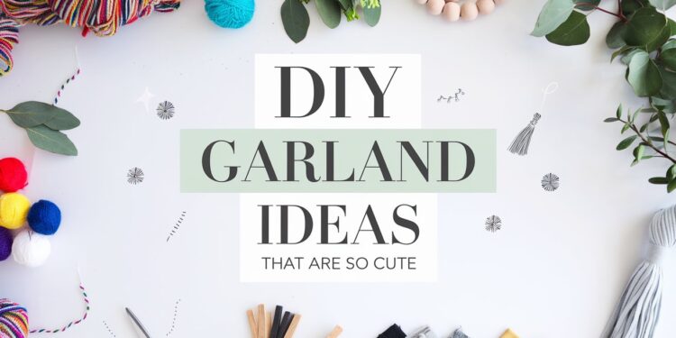 Explore the charm of DIY garlands with our creative ideas that are irresistibly cute. Surrounded by an artistic array of colorful yarn, leaves, pom-poms, tassels, and scissors, this guide inspires endless possibilities for crafting your own delightful decorations.