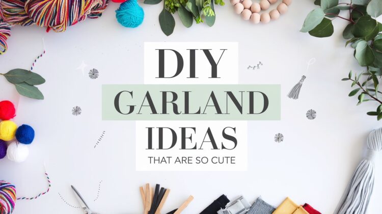 Explore the charm of DIY garlands with our creative ideas that are irresistibly cute. Surrounded by an artistic array of colorful yarn, leaves, pom-poms, tassels, and scissors, this guide inspires endless possibilities for crafting your own delightful decorations.
