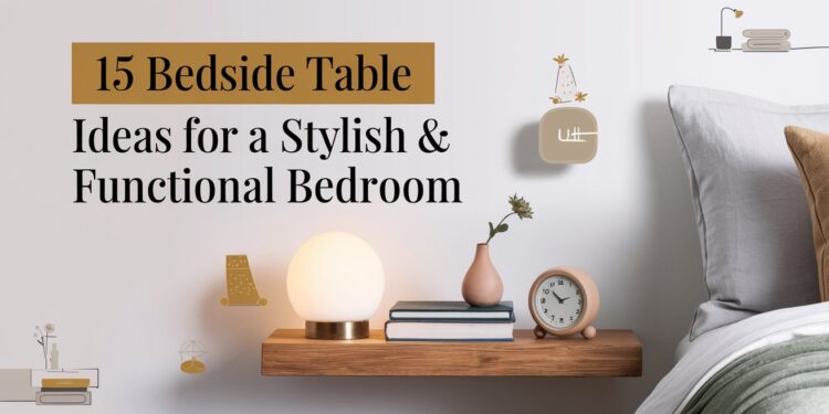 Explore 15 innovative bedside table ideas that blend style and functionality, featuring modern wooden shelves adorned with chic lamps, elegant vases, books, and classic analog clocks. Embrace minimalist design to enhance your bedroom decor.