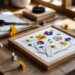 A sunlit wooden table comes alive with creativity as a Step-by-Step Pressed Flower Art project unfolds—delicate blooms arranged in a frame, surrounded by crafting tools and natural light, capturing the beauty of handmade artistry inspired by nature.