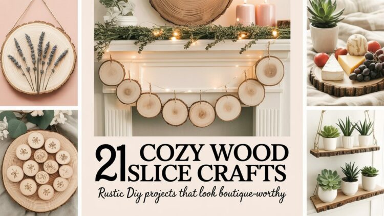 Discover 21 cozy wood slice crafts, from elegant wall art and charming garlands to creative snack trays and coasters—rustic DIY projects with boutique-worthy style.