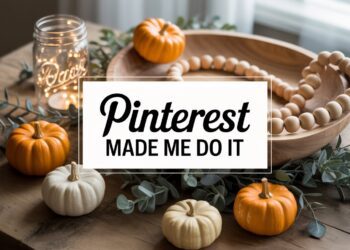 A cozy wooden farmhouse table styled with pumpkins, twinkling fairy lights, and rustic accents brings Pinterest inspiration to life—proving that social media trends truly can transform your home decor.