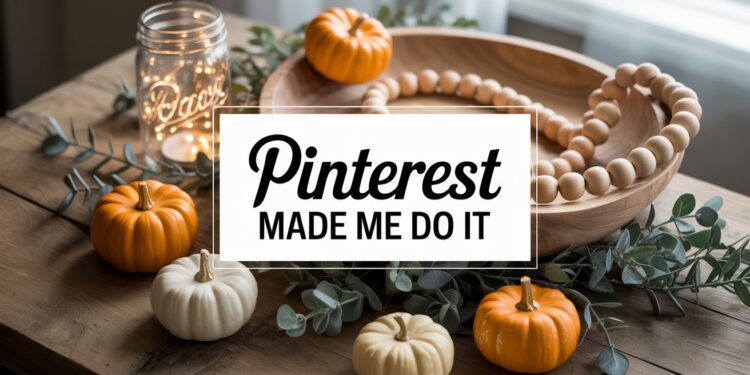A cozy wooden farmhouse table styled with pumpkins, twinkling fairy lights, and rustic accents brings Pinterest inspiration to life—proving that social media trends truly can transform your home decor.
