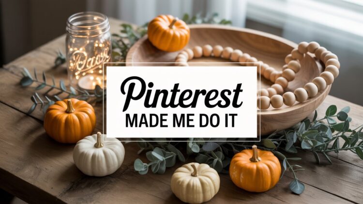 A cozy wooden farmhouse table styled with pumpkins, twinkling fairy lights, and rustic accents brings Pinterest inspiration to life—proving that social media trends truly can transform your home decor.