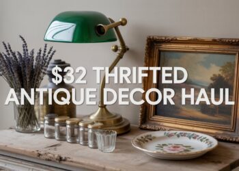 Discover how a $32 thrift haul brought together unique home decor finds, including a vintage lamp, dried lavender, glass jars, and artful accents—perfect for creating charming and personalized spaces on a budget.