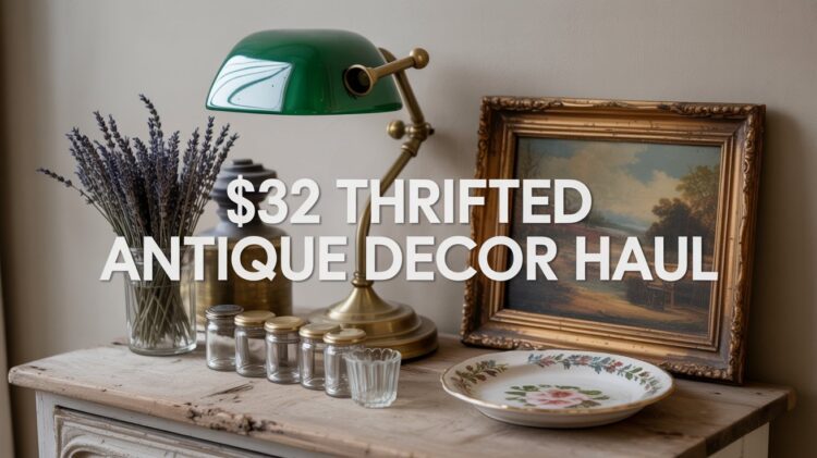 Discover how a $32 thrift haul brought together unique home decor finds, including a vintage lamp, dried lavender, glass jars, and artful accents—perfect for creating charming and personalized spaces on a budget.