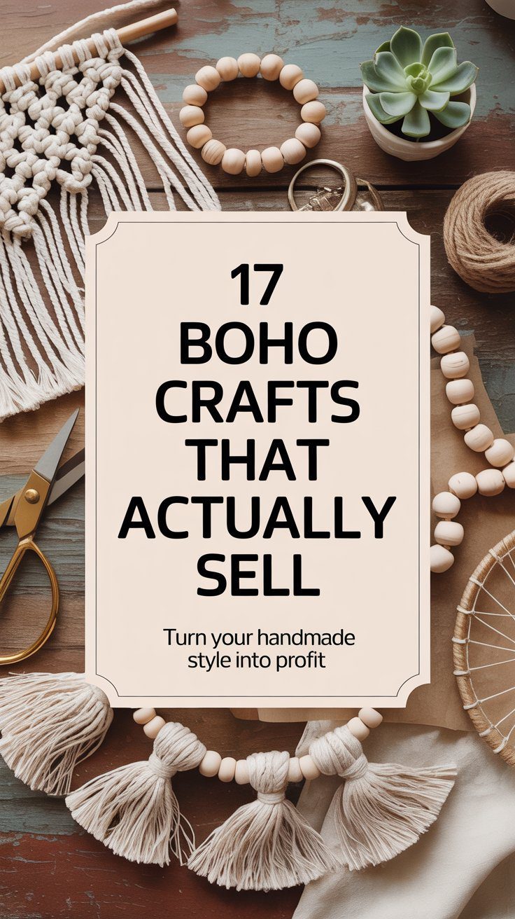 Boho Crafts to Make and Sell: Profitable Handmade DIY Ideas with Macramé, Beads & Succulents for Etsy and Pinterest Success.