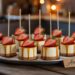 Mini Cheesecake Bites with Caramel and Strawberries—Romantic Dessert Platter Idea for Valentine’s Day, Date Night, or Parties.