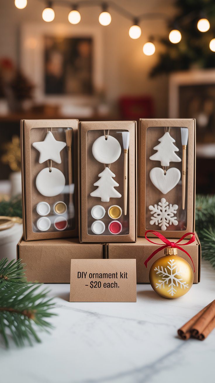 These are ready-to-sell kits that people buy for holiday parties, teacher gifts, or cozy weekend projects. Each set includes pre-cut clay ornaments, paint, twine, and a mini brush — everything needed to decorate and hang them. You’re not just selling ornaments — you’re selling a full creative moment people can gift, use, or enjoy as a family activity.