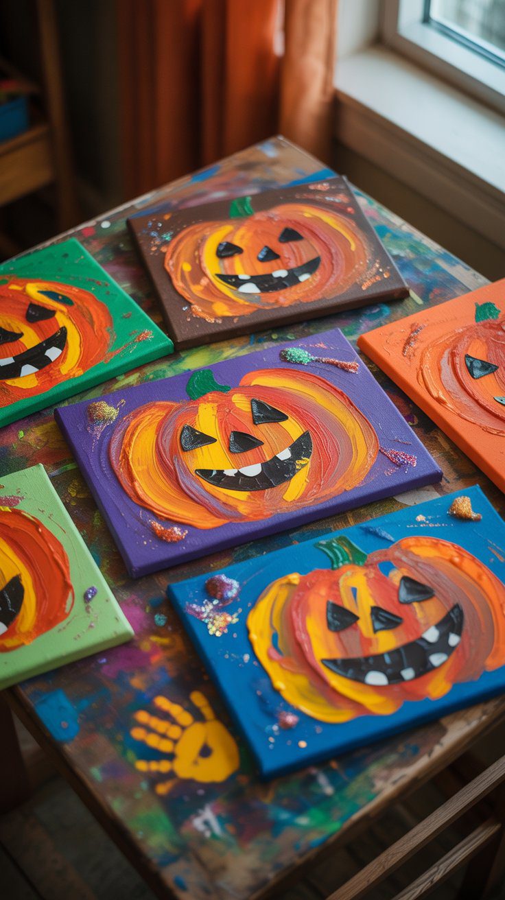 DIY Glitter Jack-O-Lantern Pumpkin Art for Kids – Fun Halloween Painting Ideas & Festive Craft Activities for Home or Classroom.