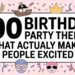 100 Fun & Unique Birthday Party Theme Ideas for Kids & Adults – Creative Party Inspiration with Balloons, Confetti, and Icons.
