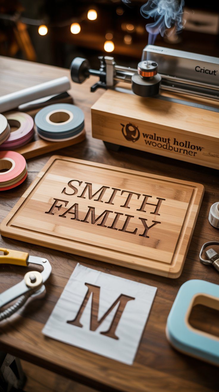 Personalized DIY Wood Sign Project – Smith Family Crafting with Tools, Stencil, and Walnut Hollow Woodburner Tutorial.