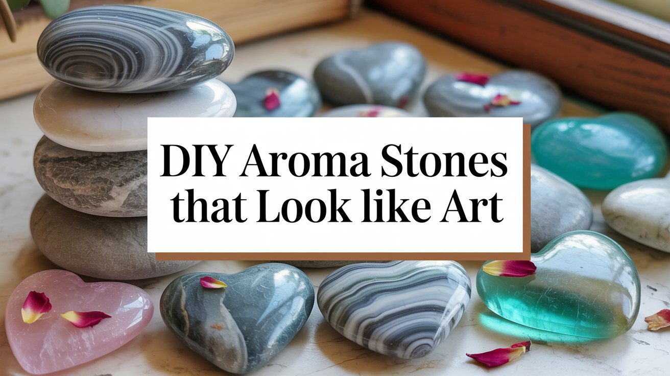 DIY Aroma Stones Tutorial: Artistic Heart & Oval Shapes with Petals – Creative Home Fragrance Decor Ideas for Pinterest.
