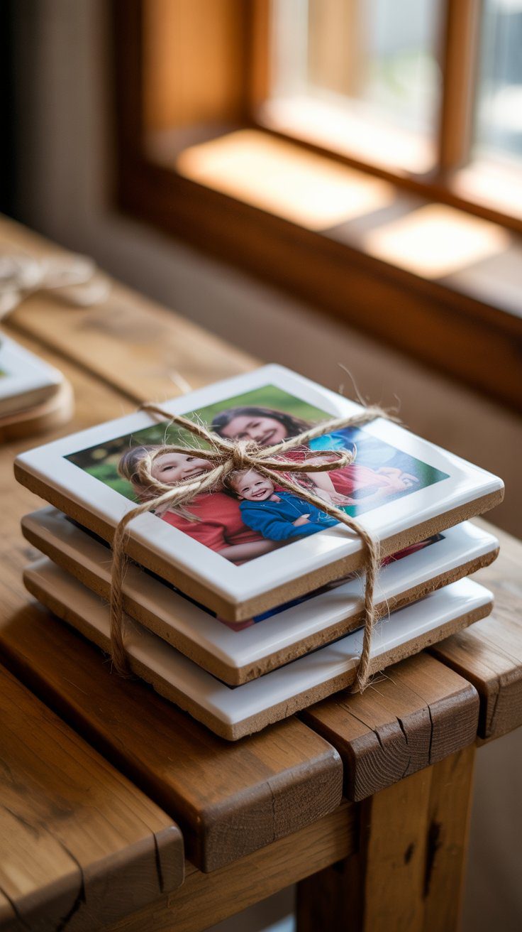 DIY Twine-Wrapped Photo Frame Stack: Creative Family Photo Display Ideas for Rustic Home Decor and Pinterest Inspiration.