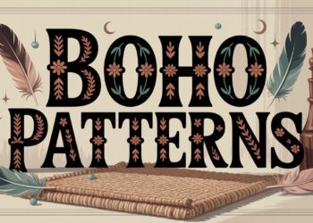 Boho Pattern Inspiration: Floral, Feather & Bead Decor Ideas for Bohemian Style—Natural Woven Accents & Subtle Crescent Moon Motifs.