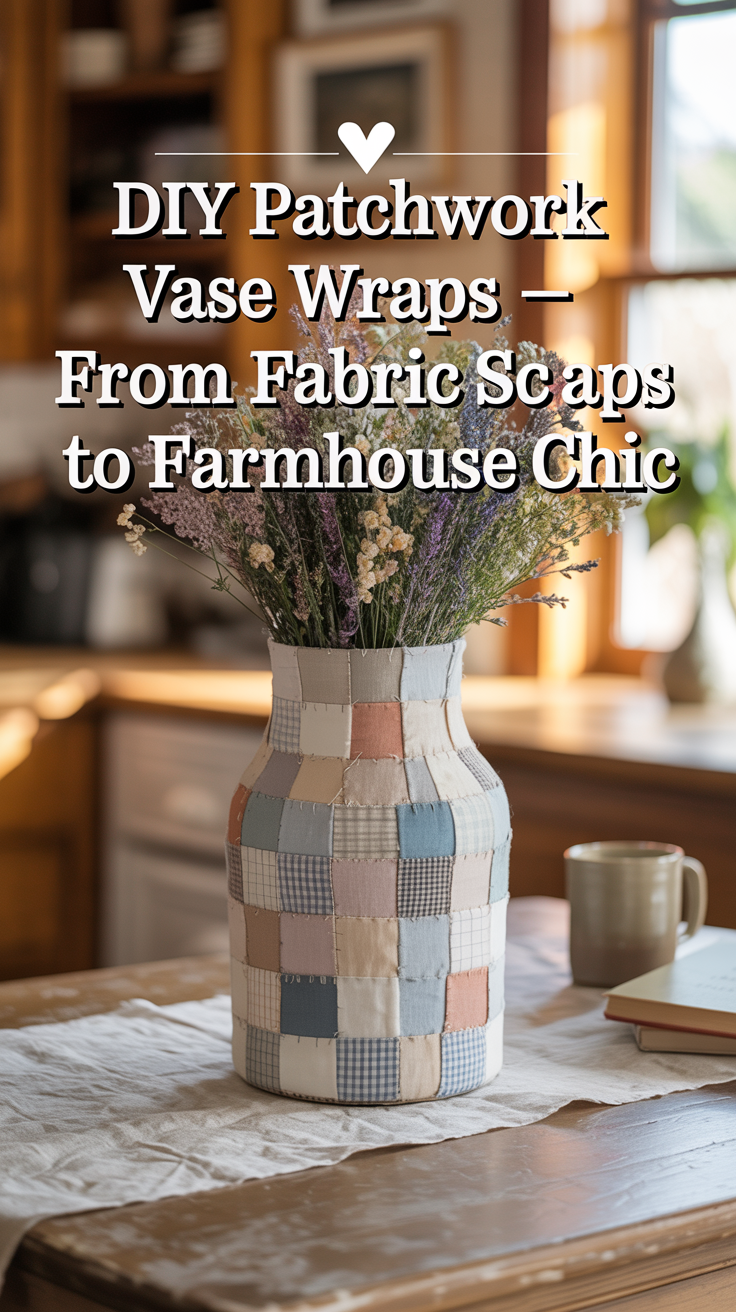 Pinterest got me again with this one — a picture-perfect mason jar wrapped in tiny fabric squares that looked like something straight out of a farmhouse café. I had leftover gingham, floral, and linen scraps, and I couldn’t resist giving my plain vases a rustic, cozy makeover. Now they sit on my windowsill catching morning light, looking like a DIY success story.