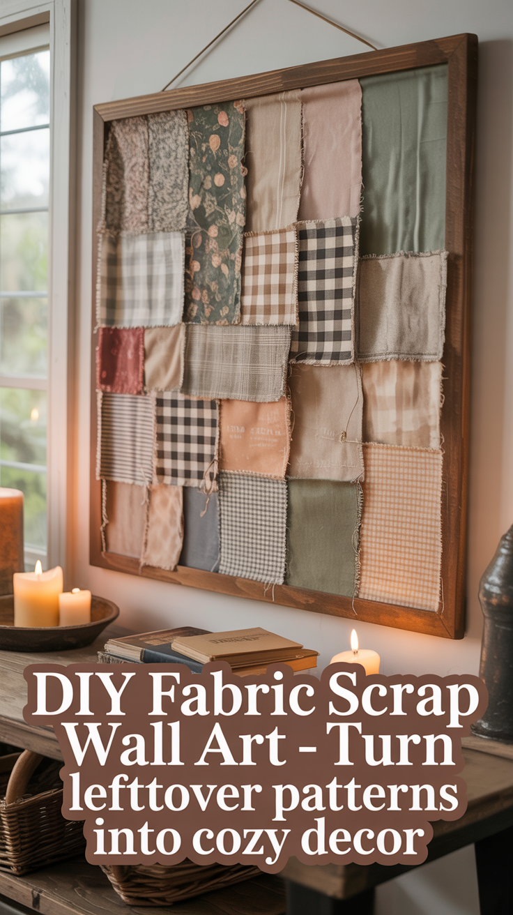 Pinterest had me at “textured gallery wall,” and suddenly I was pulling fabric scraps from every drawer in the house. Denim from old jeans, lace from a dress that never fit right, linen from last summer’s tablecloth — all of it found a new home in a frame. The end result looked like something straight out of a home décor boutique, but it only cost me glue, patience, and too much coffee.