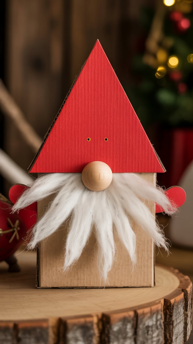 Your cardboard gnome will have a playful, rustic charm with its bright hat, fluffy beard, and simple features. Perfect for standing alone or as part of a festive display, these gnomes will bring a touch of holiday magic to any corner of your home.
